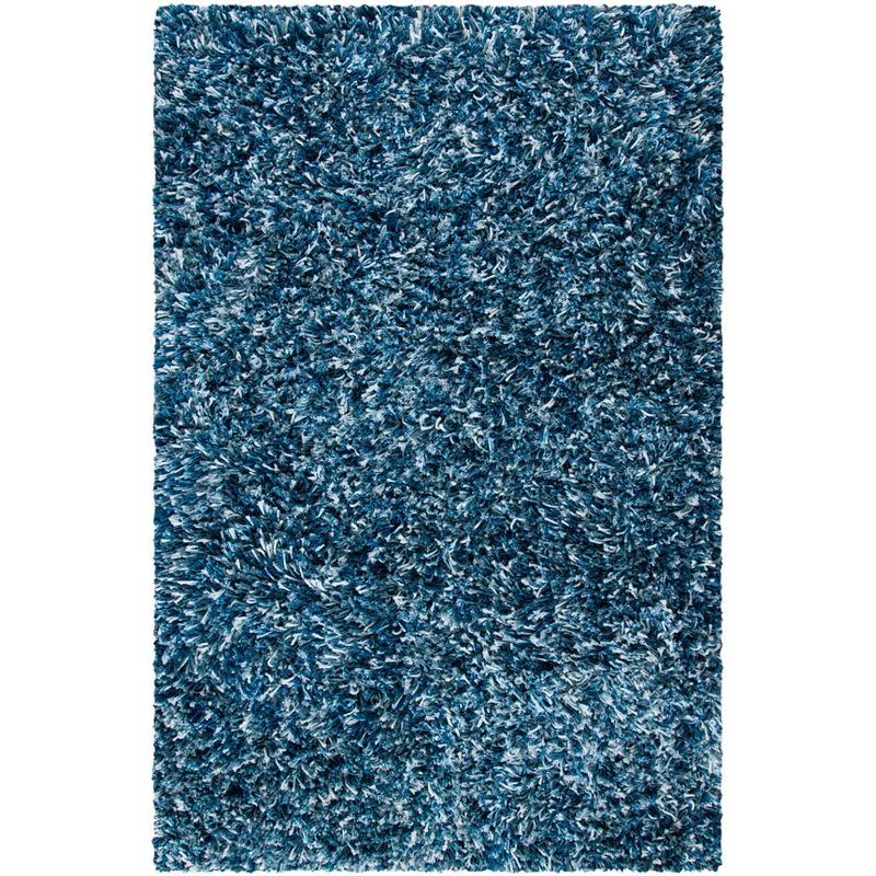 Rio Shag SG960 Hand Loomed Indoor Area Rug - Navy/Ivory - 6'x9' - Safavieh