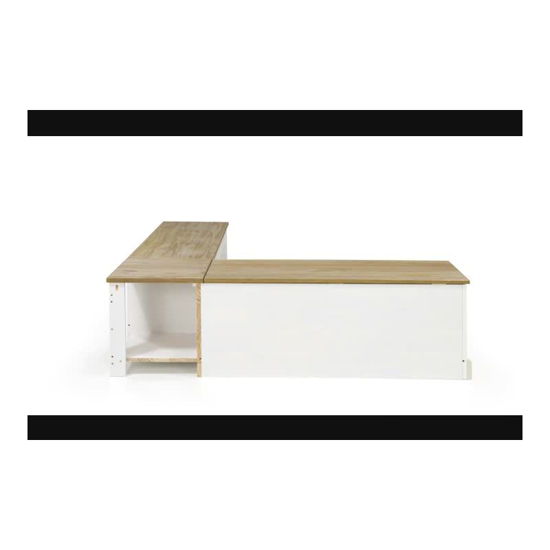 Tobin Traditional Solid Wood Backless Storage Corner Nook Breakfast Bench Cushion Natural/White - Linon: Pine Lift-Top Banquette with Hinged Lid