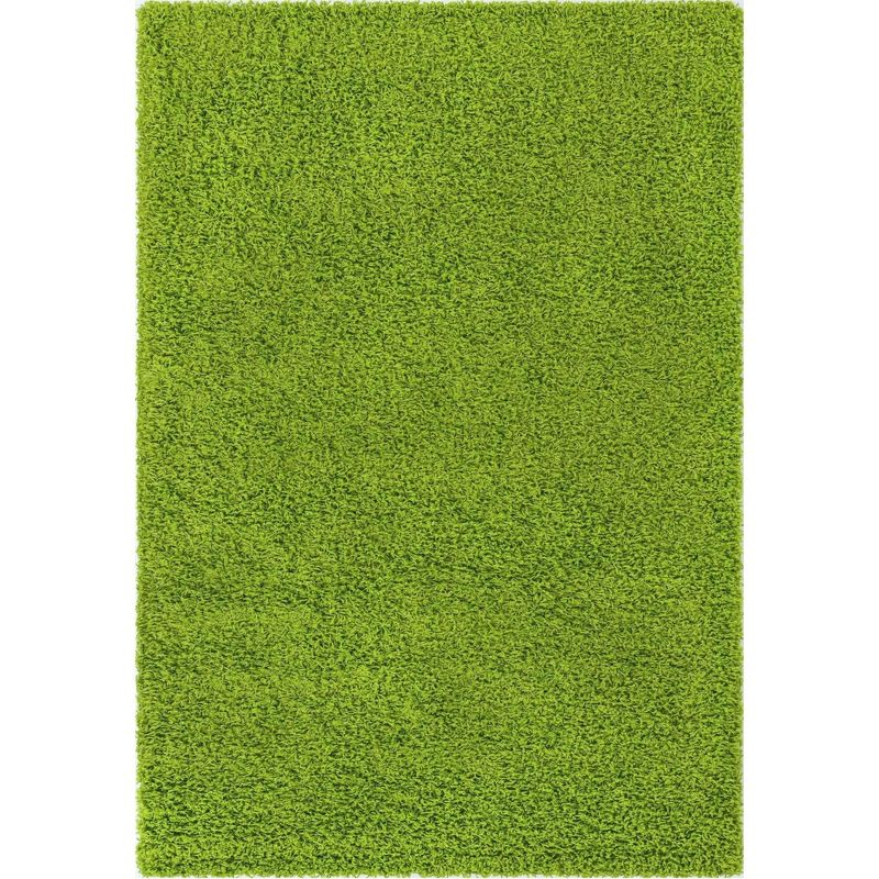 Unique Loom 4' 1 x 6' 1 Solid Shag Grass Green Area Rug