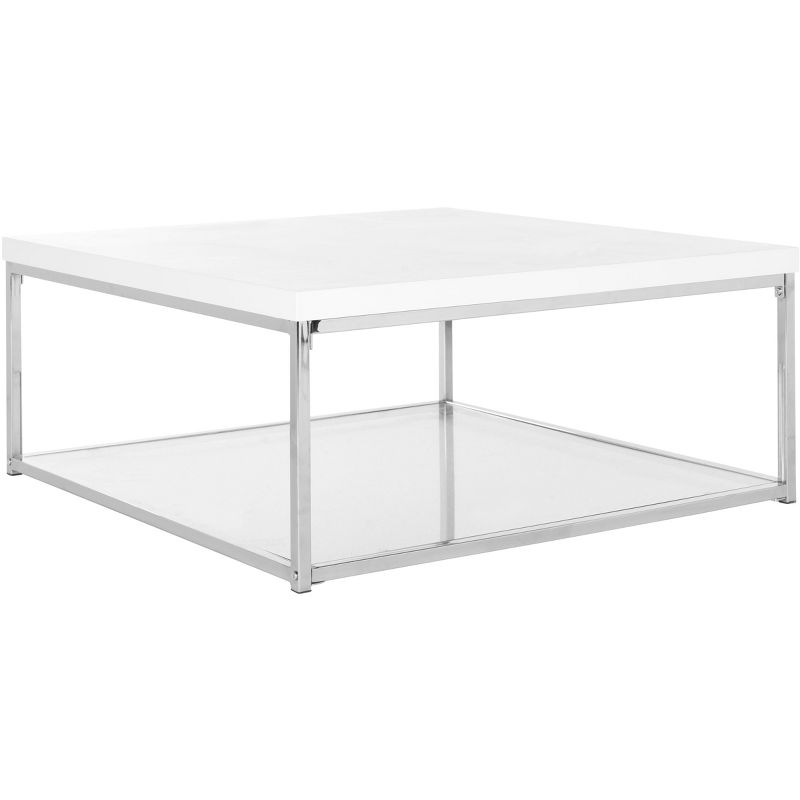 Malone High Gloss Coffee Table - White/Chrome - Safavieh