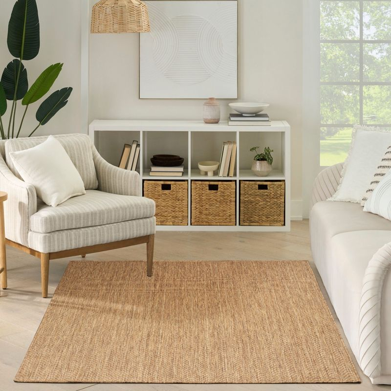 Nourison Horizon Indoor/Outdoor 5' x 7' Natural Modern Chevron Flatweave Rug