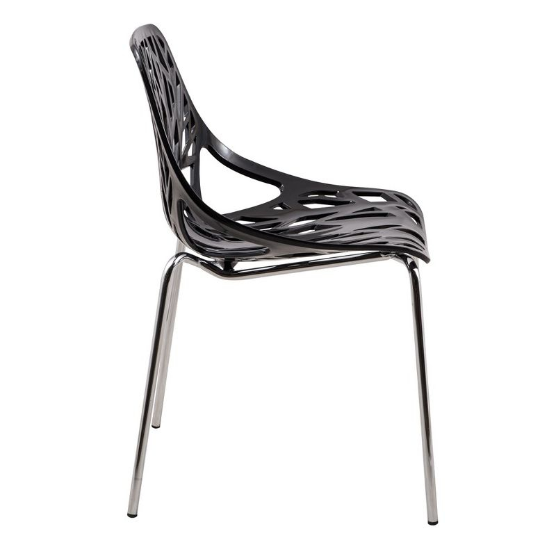 LeisureMod Asbury Stackable Dining Chair, Set of 4 - Black