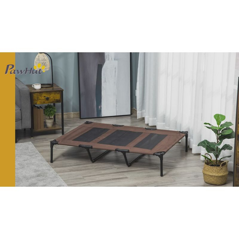 PawHut 48" x 36" Elevated Breathable Dog Bed Portable Pet Cot w/ Carry Bag Metal Frame Breathable Mesh Indoor and Outdoor Red