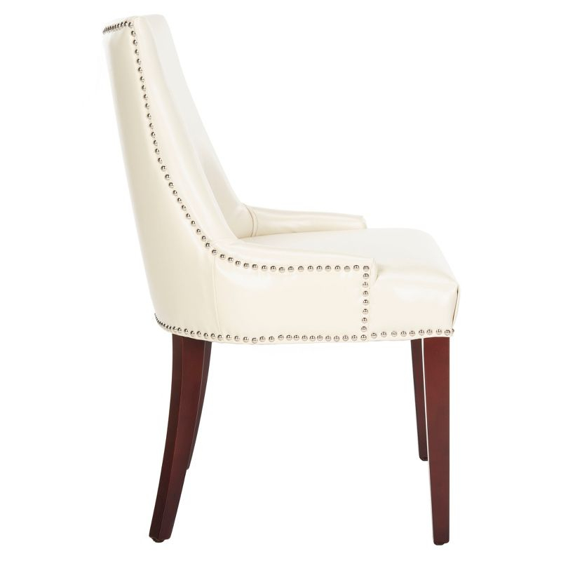 Becca 19''H Dining Chair with Silver Nail Heads - Cream/Leather - Safavieh
