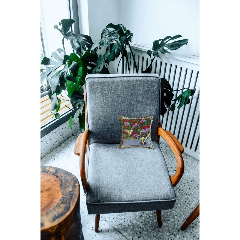 C&F Home Hummingbird & Fuchsias Needlepoint Throw Pillow