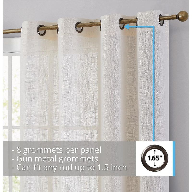 HLC.ME Abbey Faux Linen Textured Semi Sheer Privacy Light Filtering Window Grommet Thick Curtain Panels, Set of 2 - Dusty Blue, 54 W x 84 L