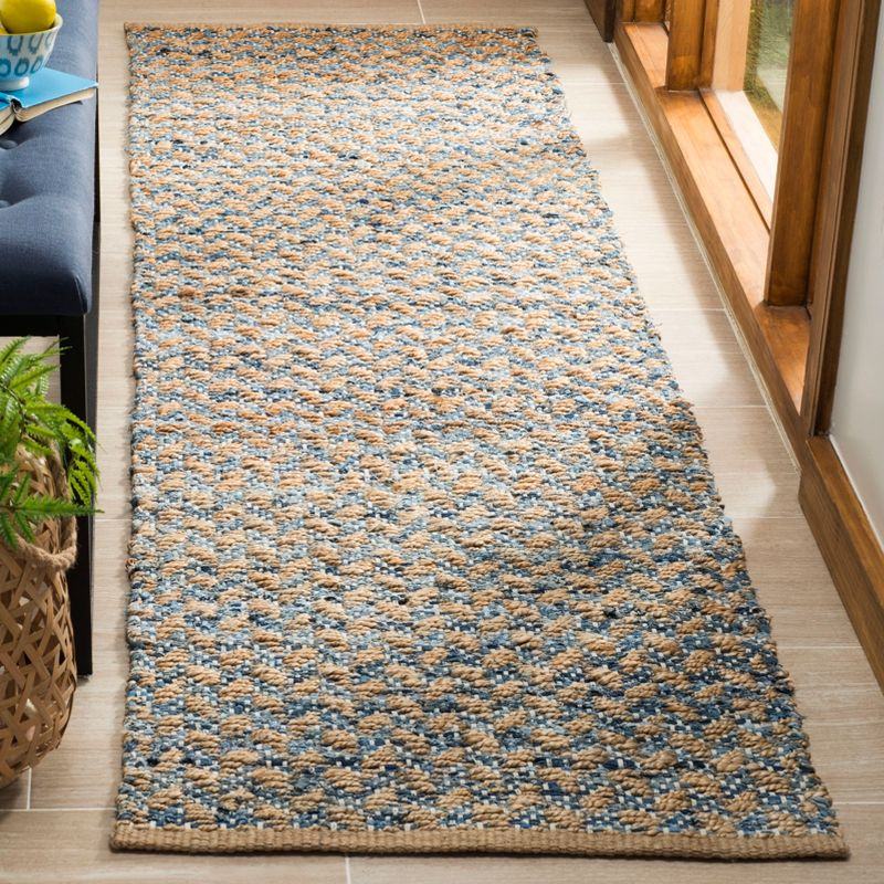 Cape Cod CAP305 Hand Woven Runner Rug - Blue/Natural - 2'3"x10' - Safavieh.