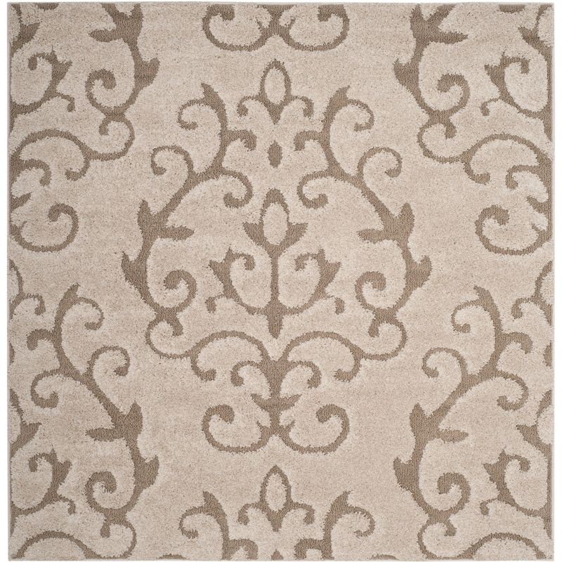 Florida Shag SG470 Power Loomed Indoor Accent Rug - Cream/Beige - 4'x4' Square - Safavieh
