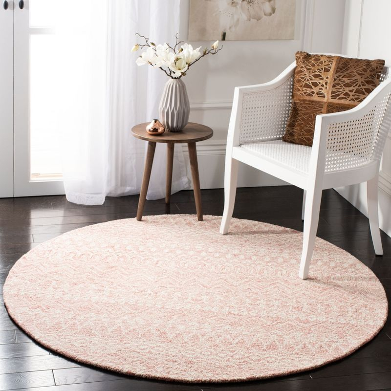 Micro-Loop MLP502 Hand Tufted Indoor Area Rug - Pink/Ivory - 5' Round - Safavieh