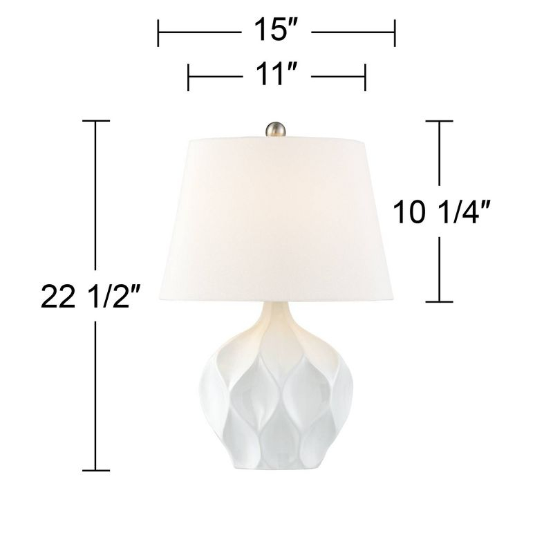 360 Lighting Dobbs Modern Mid Century Accent Table Lamp 22 1/2" High White Glaze Geometric Ceramic Oval Shade for Bedroom Living Room Bedside Office
