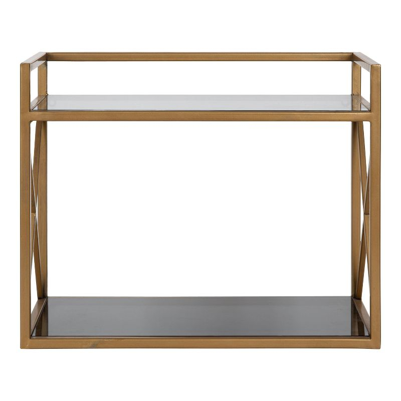Kate & Laurel 18" x 8" x 15" Blex Metal and Glass Wall Shelf Gold -  All Things Decor: Floating, Tiered Storage