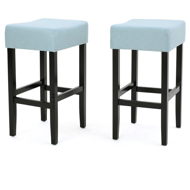 Set of 2 26" Lopez Backless Counter Height Barstools Polyester Upholstery, Rubberwood Legs - Christopher Knight Home