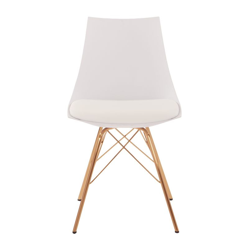 OSP Home Furnishings Oakley Chair White : Polyurethane Upholstery, Metal Legs, Armless Design, 200 lbs Capacity