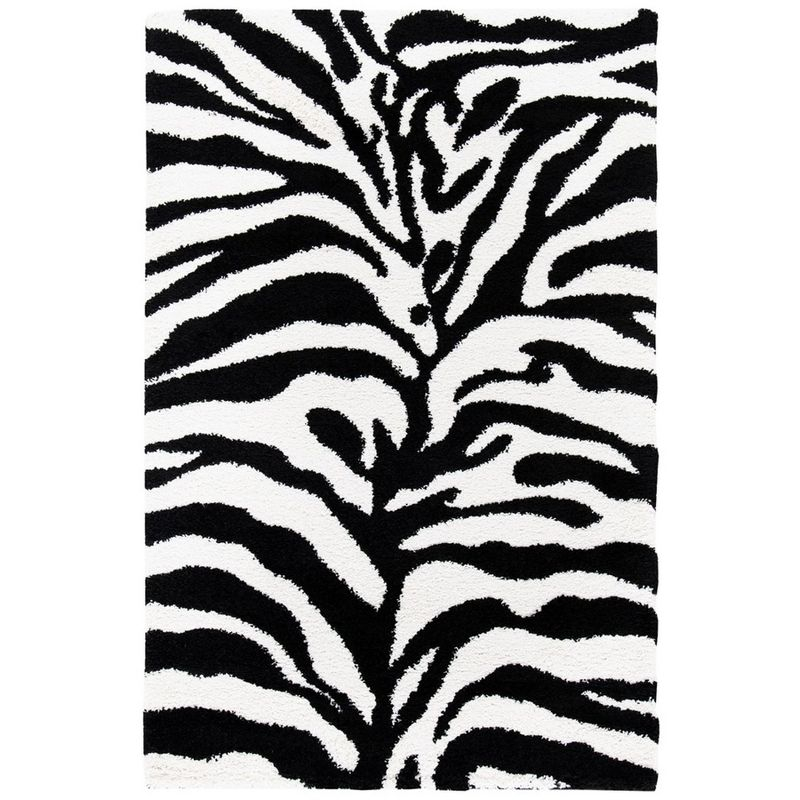 Florida Shag SG452 Power Loomed Indoor Area Rug - Ivory/Black - 4'x6' - Safavieh.
