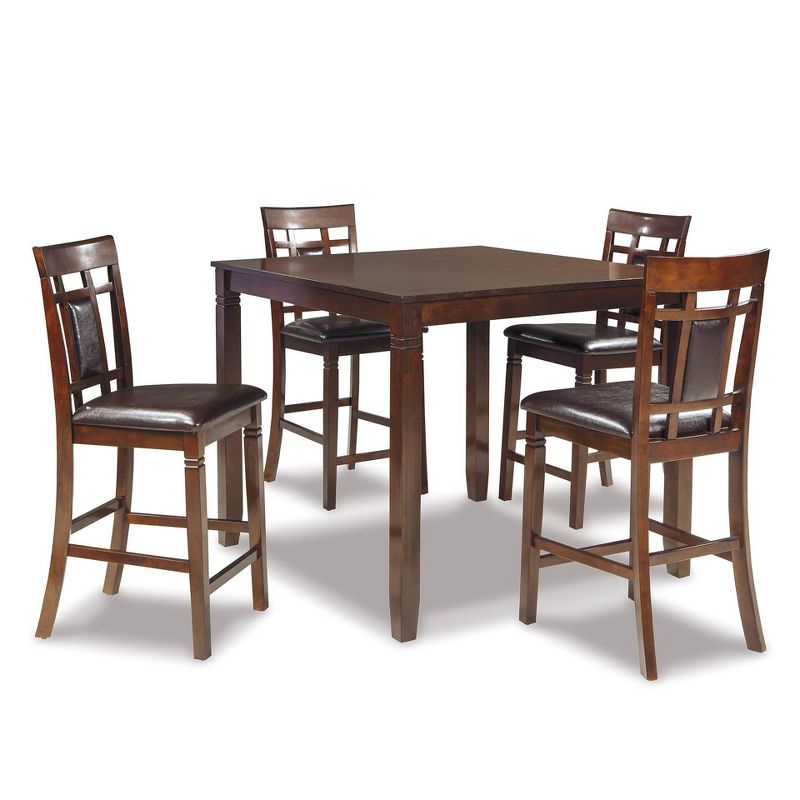 Bennox Counter Height Dining Table Set Brown: Faux Leather Stools, 5-Piece - Signature Design by Ashley