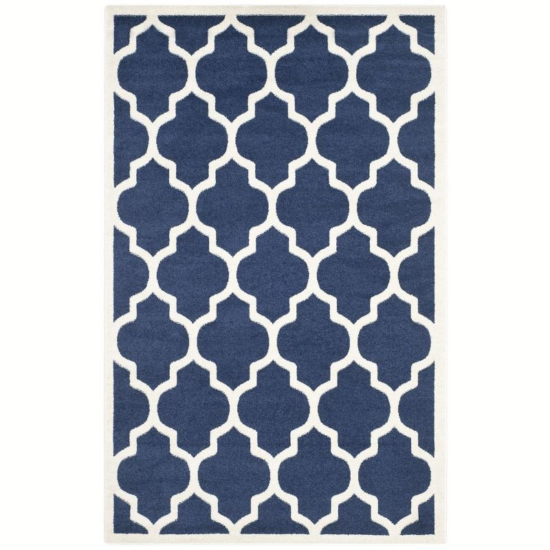 Amherst AMT420 Power Loomed Indoor Area Rug - Navy/Beige - 5'3"x8' - Safavieh