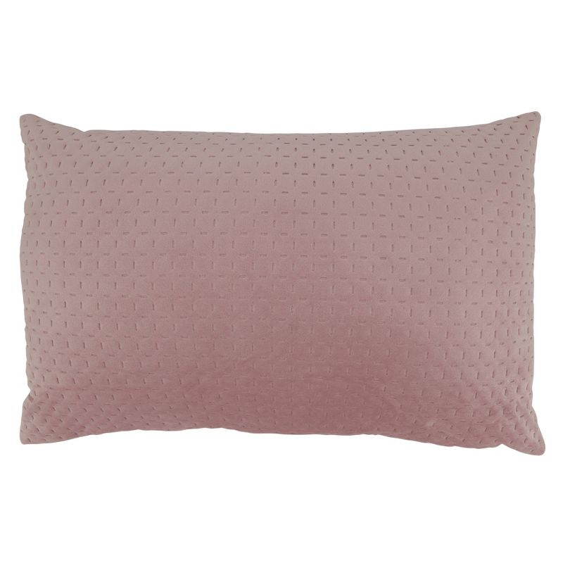 14"x20"  Oversize Pinsonic Velvet Design Poly-Filled Lumbar Throw Pillow Blush - Saro Lifestyle: Indoor Rectangle Cushion, Zipper Closure