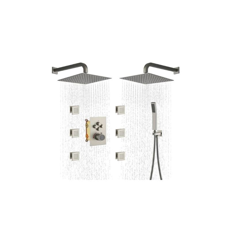 CASAINC Single Handle Thermostatic 4-function Shower Faucet Dual Showerhead