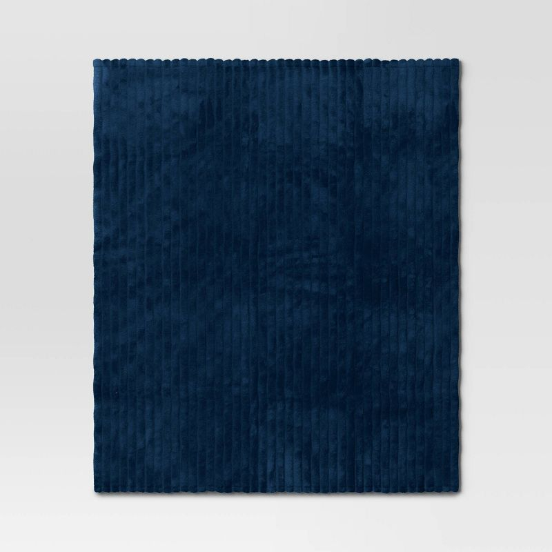 Channeled Plush Throw Blanket Blue - Room Essentials™: Soft, Midweight, Machine Washable, 50x60"