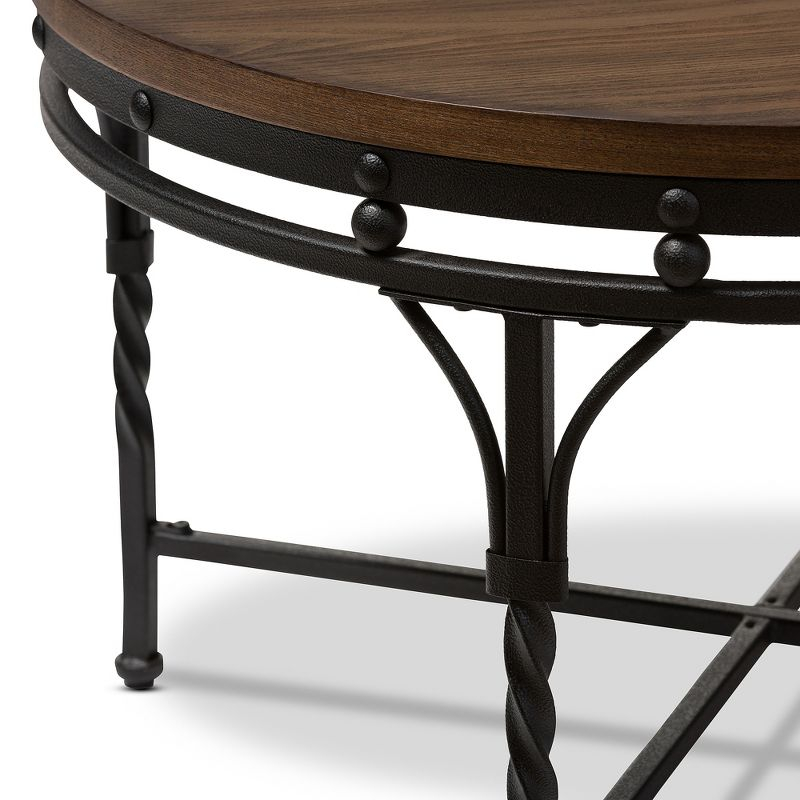Baxton Studio Austin Vintage Industrial Round Coffee Cocktail Occasional Table: MDF & Metal