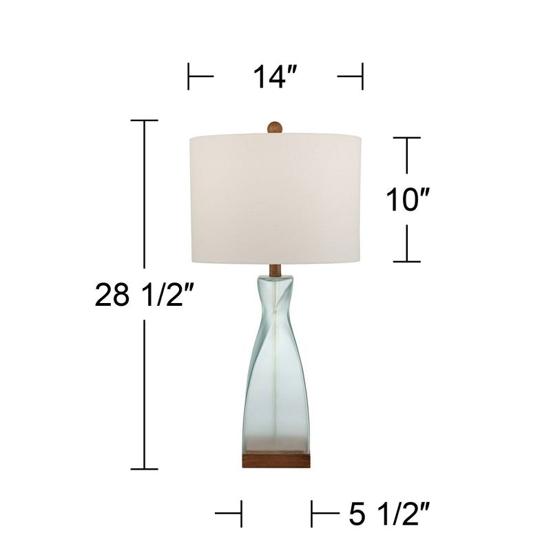 360 Lighting Ryan 28 1/2" Tall Modern Coastal End Table Lamps Set of 2 Ocean Blue Glass Off-White Shade Living Room Bedroom Bedside Nightstand House