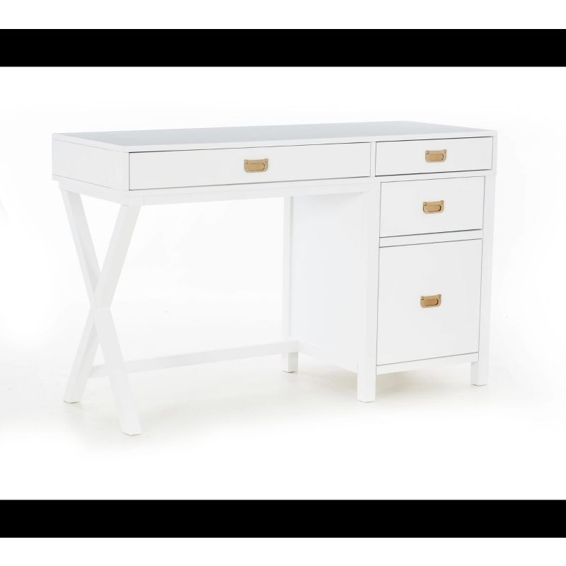 Peggy Transitional Campaign Side Storage Desk Navy - Linon: With File Drawer & Ample Workspace