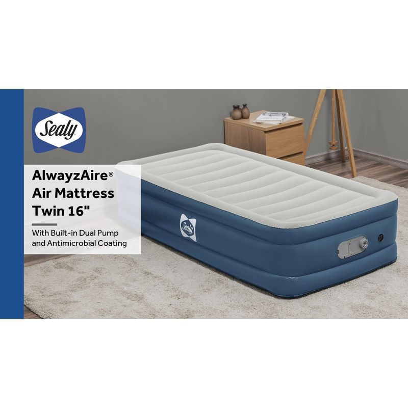 Sealy AlwayzAire Flocked Top Air Mattress Twin with Built-in Dual Pump
