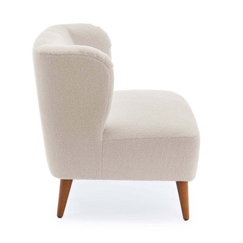 Comfort Pointe Vesper Boucle Accent Chair Milky White: Armless, Wingback, Wood Legs, Foam Cushion