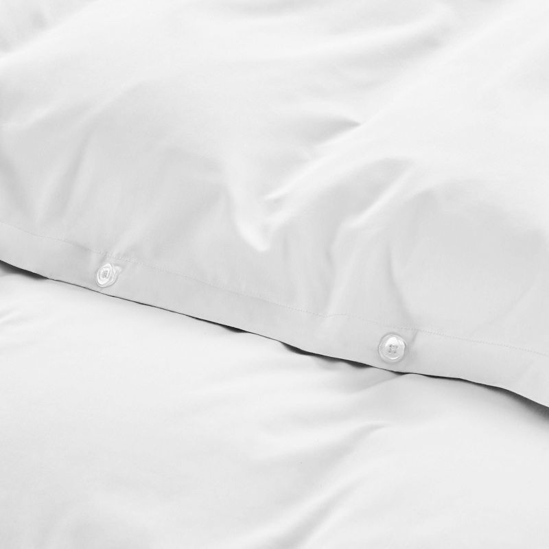 100% Cotton Duvet Cover Set - Premium 400 Thread Count, , Smooth Sateen Weave, Button Closure and Corner Ties (3 Piece, Pure White, Oversized King)