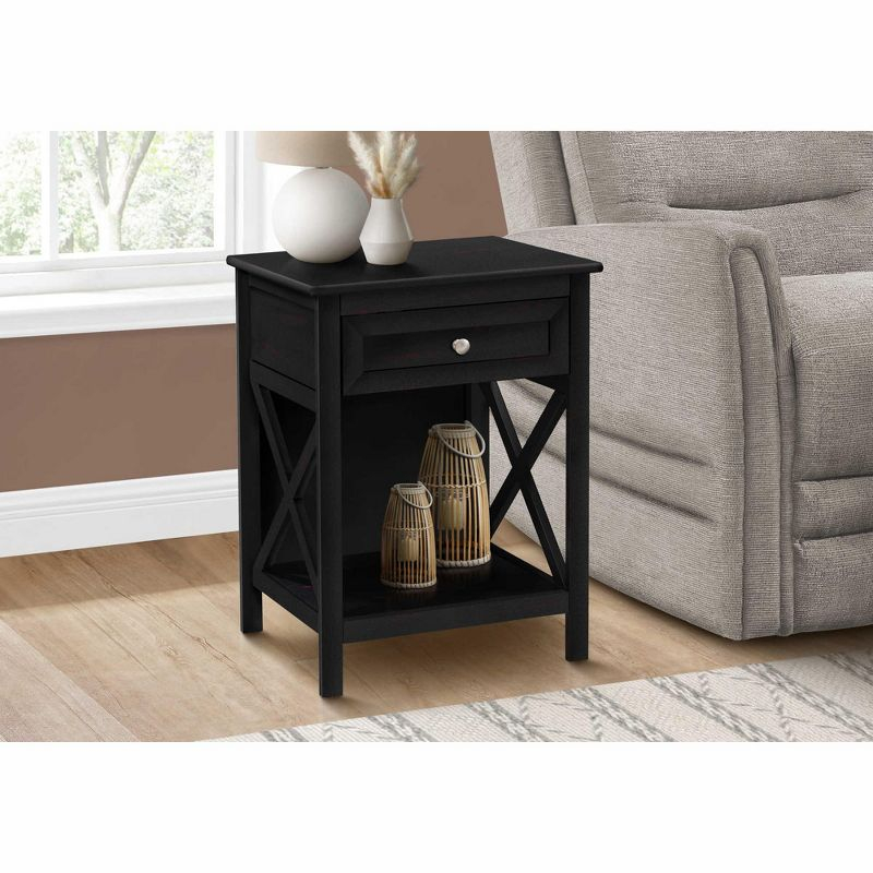 Monarch Specialties ACCENT TABLE - 25"H / BLACK VENEER END TABLE