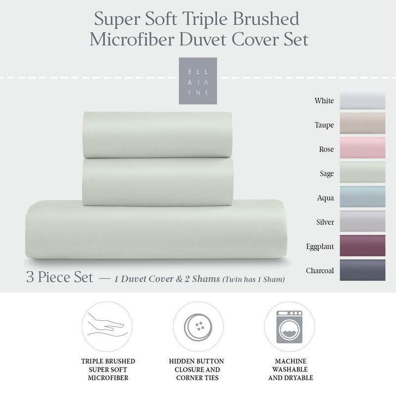 Ella Jayne Super Soft Triple Brushed Microfiber Duvet Cover Set, 3-pc, King, Sage
