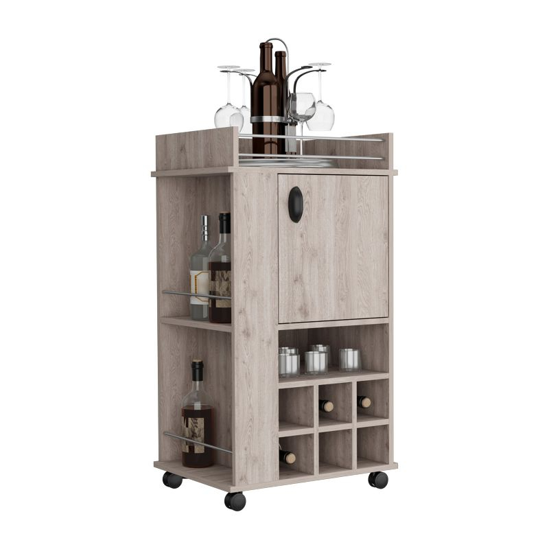 Depot E-Shop Bar Cart with 6 Built-in Wine Rack and Casters