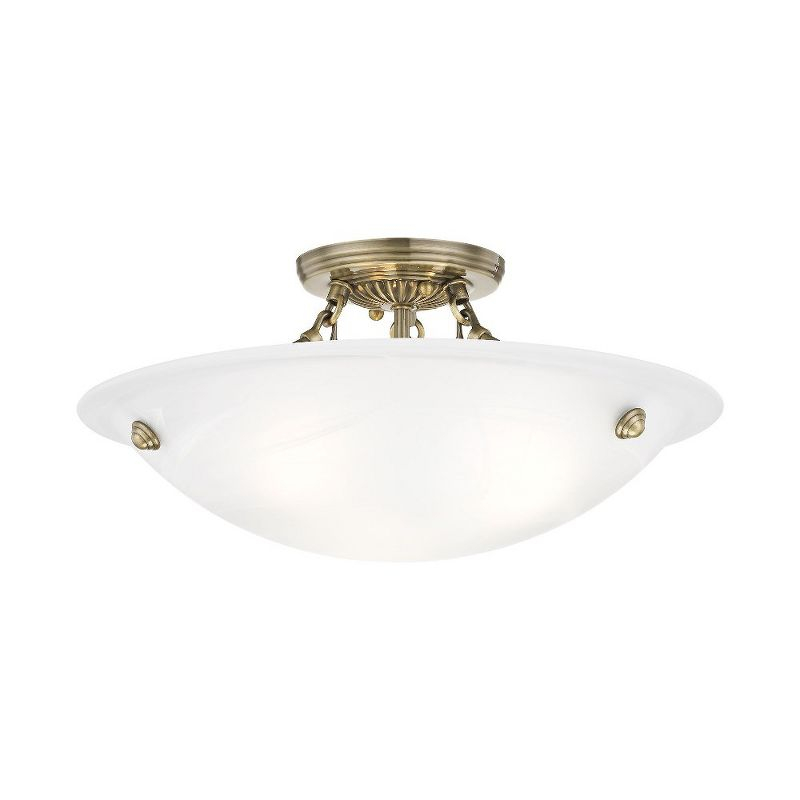 Livex Lighting Oasis 3 - Light Flush Mount in  Antique Brass