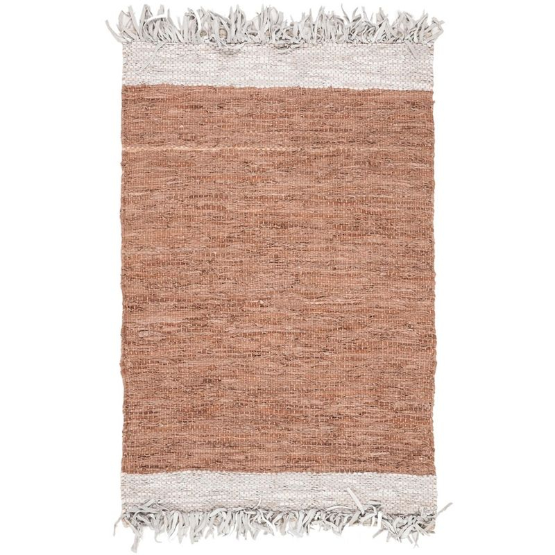 Vintage Leather VTL310 Hand Woven Indoor Accent Rug - Light Grey/Brown - 3'x5' - Safavieh