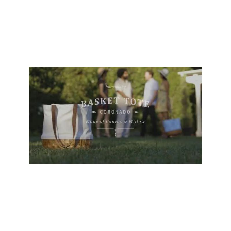 Picnic Time Mandalorian The Child with Flowers Coronado Canvas and Willow Basket Tote with Beige Canvas: Wicker Picnic Set
