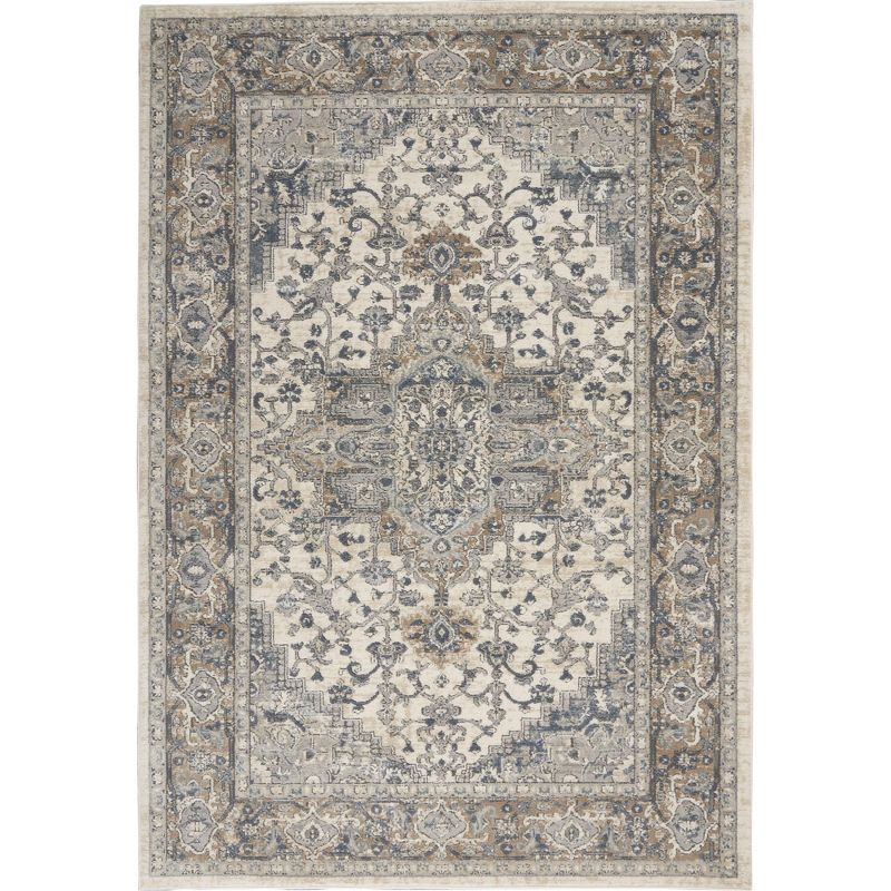 Nourison Concerto Center Medallion Indoor Rug Ivory/Grey 6' x 9'