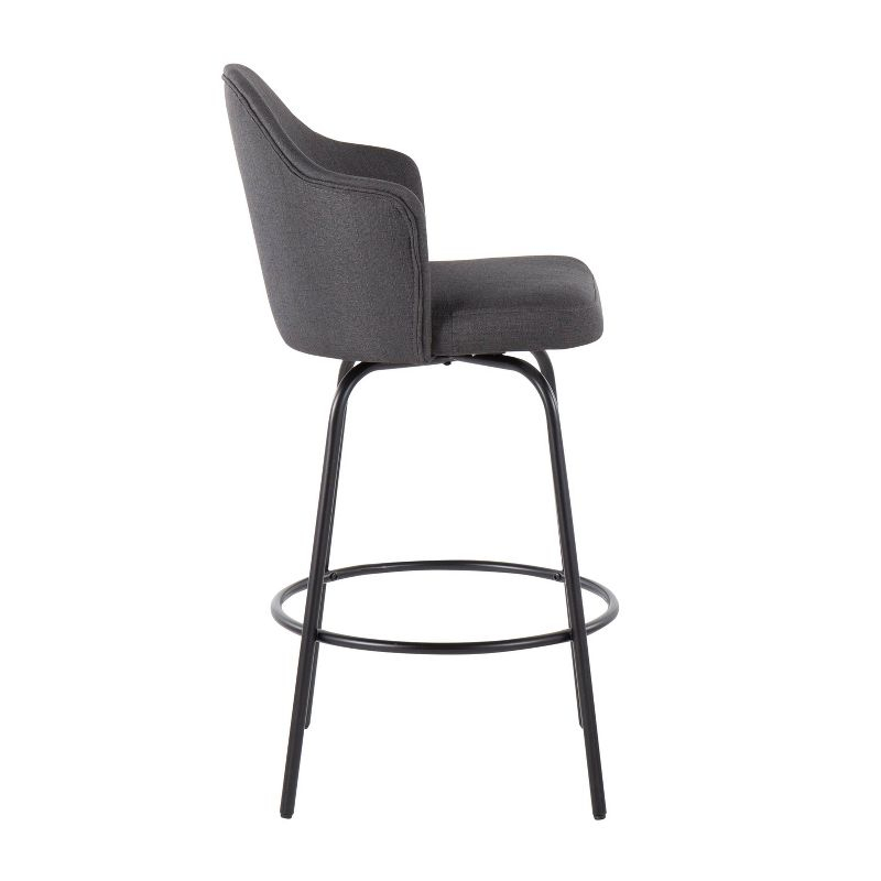 Set of 2 Ahoy Polyester/Metal Counter Height Barstools Black/Charcoal - LumiSource: Swivel Seat, Modern Design