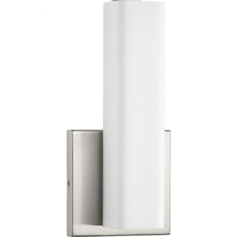 Progress Lighting, Beam Collection, 1-Light LED Wall Bracket, Brushed Nickel, Opal Glass Shade