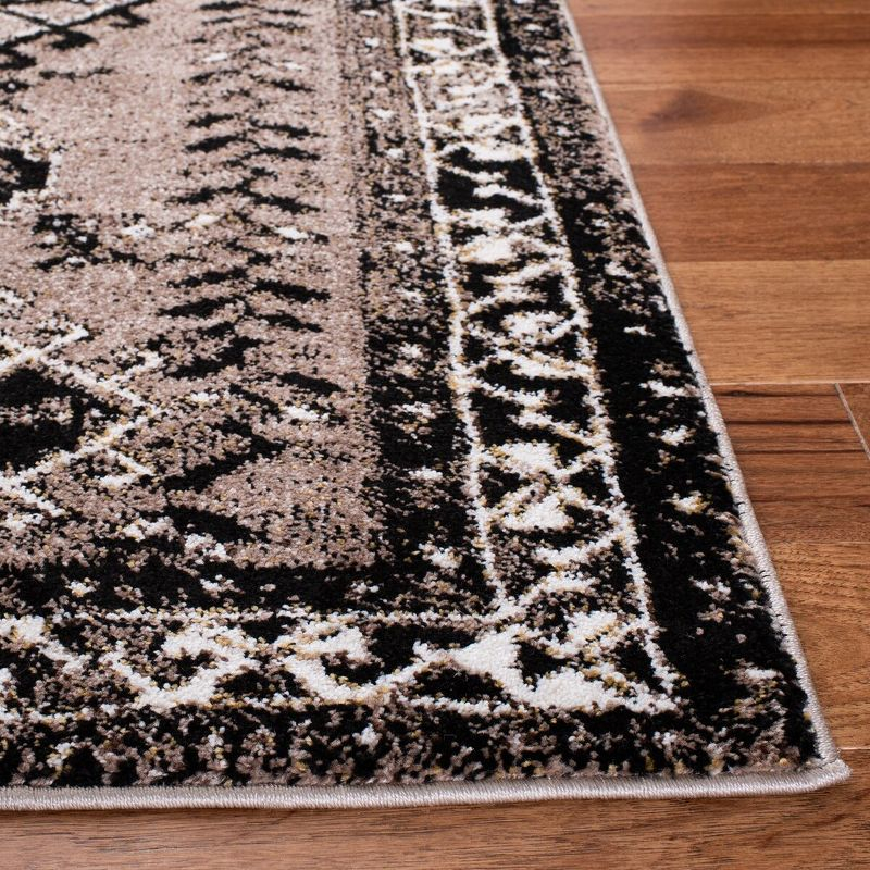 Vintage Hamadan VTH293 Power Loomed Area Rug - Brown/Black - 6'7"x6'7" - Safavieh.