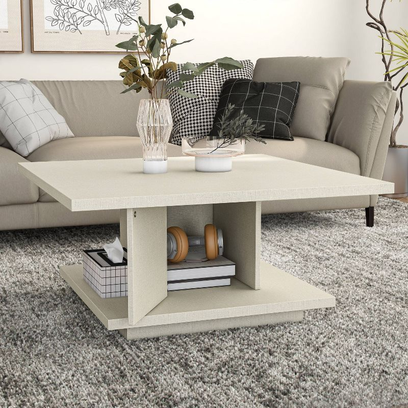 24/7 Shop At Home Traci 31" Square Coffee Table: Modern Design, Pedestal Base, MDF & Veneer