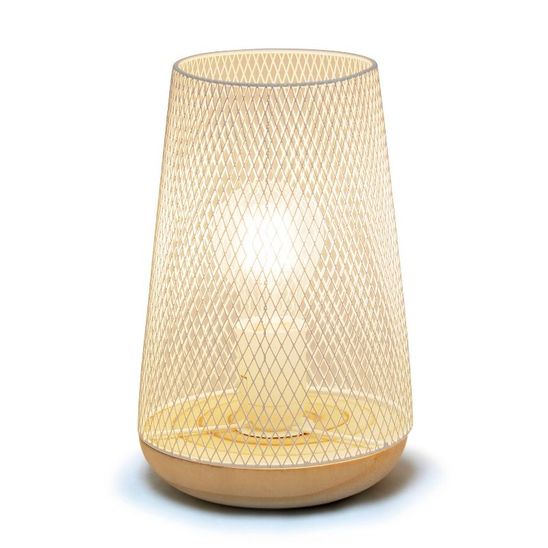 Simple Designs Wired Mesh Uplight Table Lamp White: Modern Cylinder Shade, ETL Listed, No Assembly Required