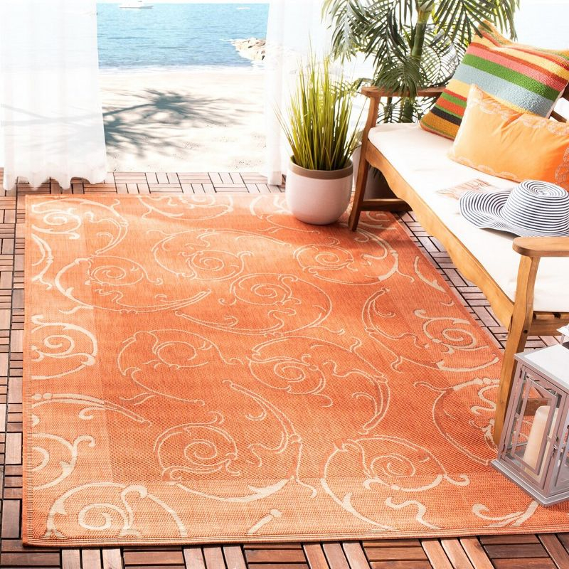 Courtyard CY2665 Power Loomed Indoor and Outdoor Area Rug - Terracotta/Natural - 4'x5'7" - Safavieh