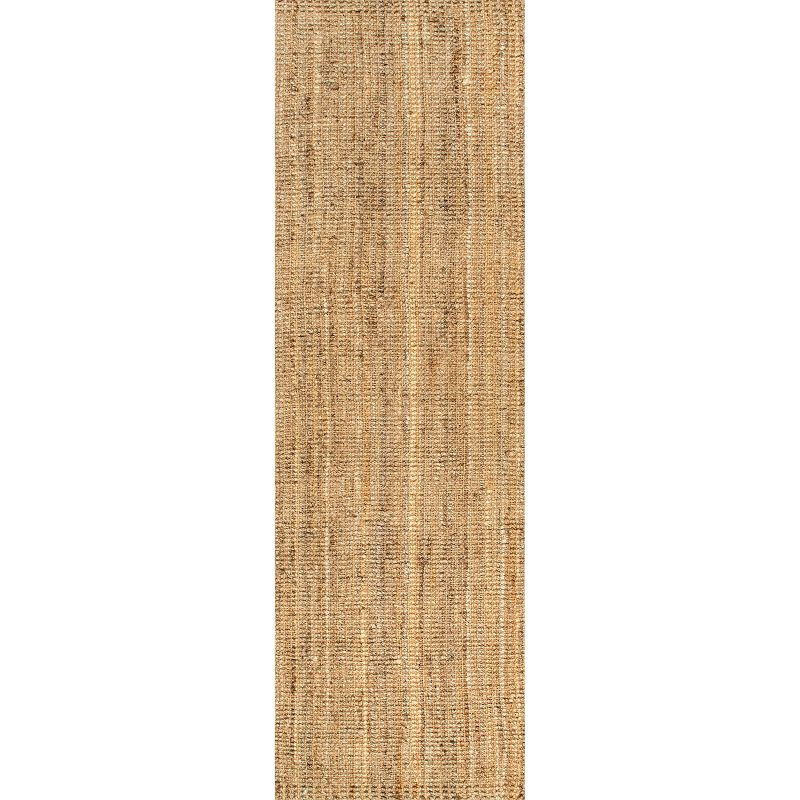 nuLOOM Ashli Solid Farmhouse Jute Area Rug, Runner 2' 6" x 8', Natural