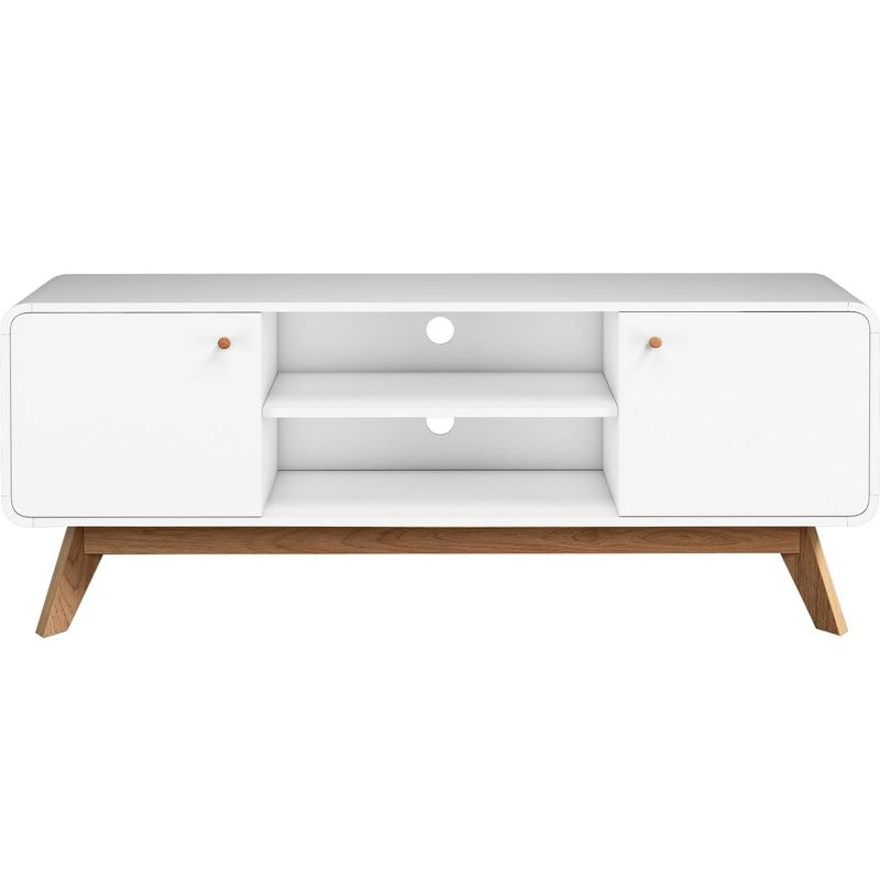 Ren Home Leva Scandinavian 2 Door Rounded TV Stand, White