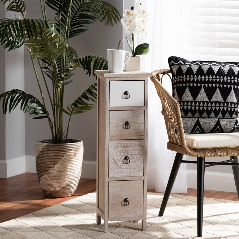 Baxton Studio Seanna Wood 4 Drawer Storage Unit Light Brown: Farmhouse Style Accent Cabinet, No Assembly Required