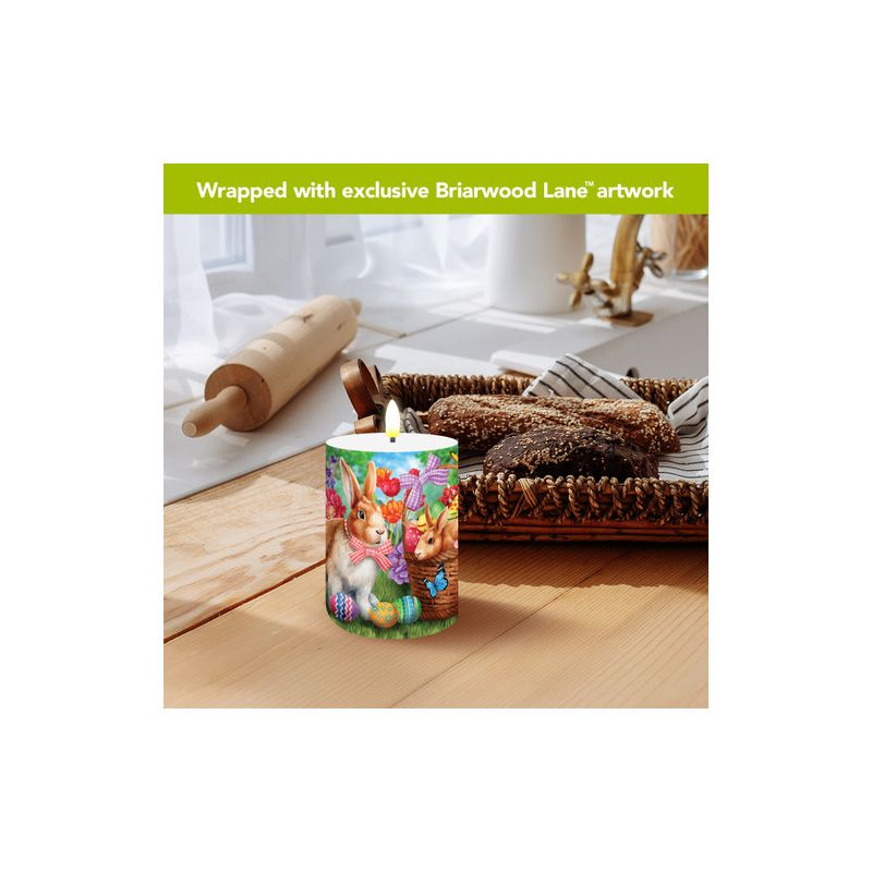 Briarwood Lane Spring Easter Flameless Candle 6x3 Bunnies and Basket Flameless Candle with Timer for Easter