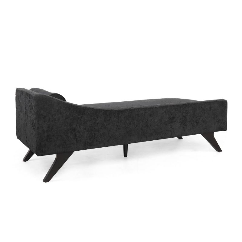 Cagle Mid Century Modern Fabric Chaise Lounge Black/Dark Brown - Christopher Knight Home