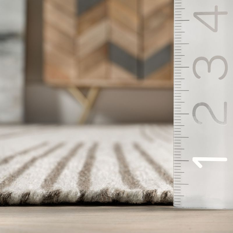 Lauren Liess x Rugs USA - Birchwood Reversible Striped Wool Indoor Area Rug, Runner 2' 6" x 8', Dark Beige