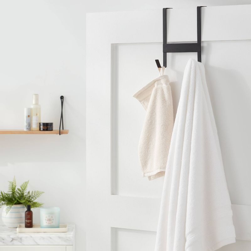 Small over the Door Hook 2 Hooks Matte Black - Brightroom™: Steel, No Assembly, Powder-Coated Finish, Space-Saving