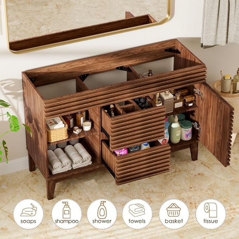 48.0 in. Freestanding Bath Vanity Cabinet without Top in Walnut Assembly required